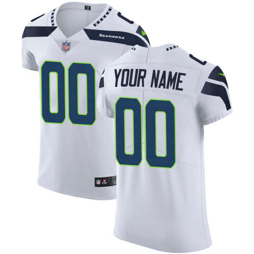 Men's Seattle Seahawks White Vapor Untouchable Custom Elite NFL Stitched Jersey